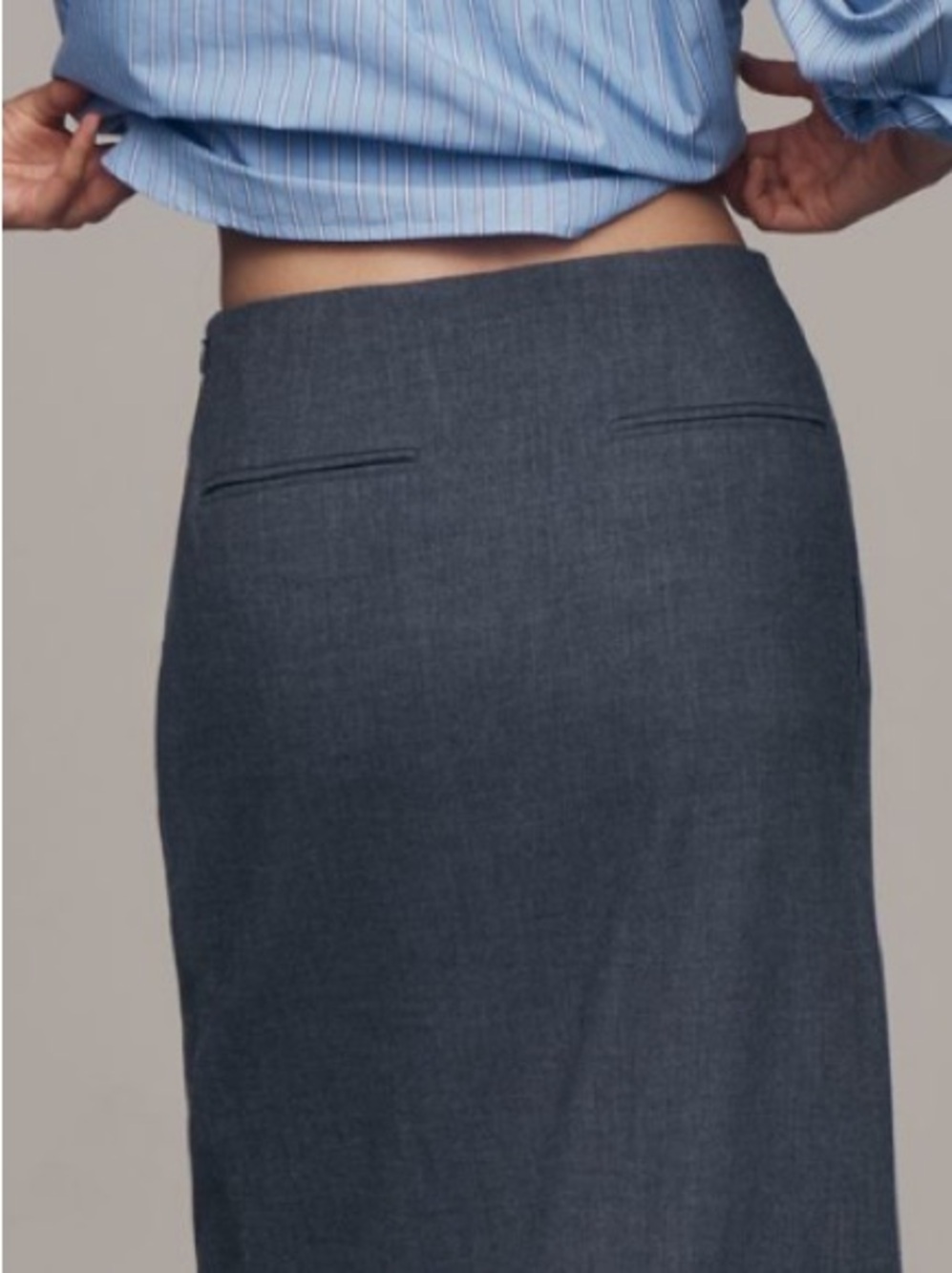 🟤NWT MAEVE by ANTHROPOLOGIE Wrap Pencil Midi Skirt in Heather Gray Sz 4 - Picture 6 of 6